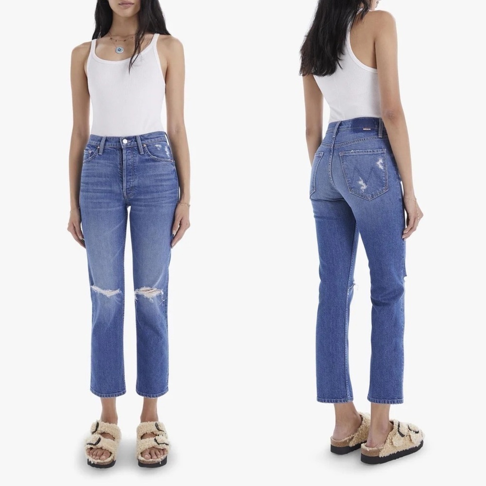 MOTHER The Tomcat Distressed Crop Jeans in Playing with Scissors